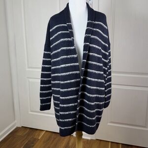 Vince Wool Blend Cardigan Womens XS Oversized Nautical Striped Open Wool Blend